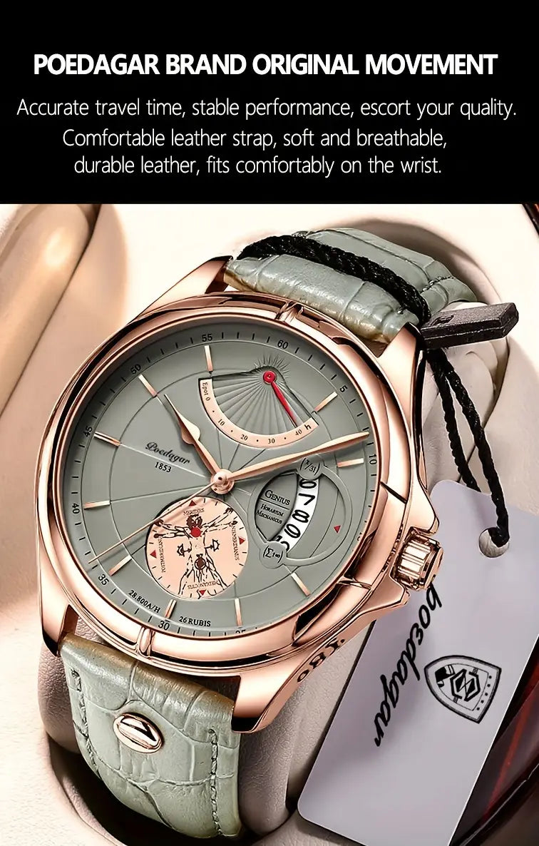   women men casual   quartz watch calendar   waterproof pu leather wrist watch date watch details 8