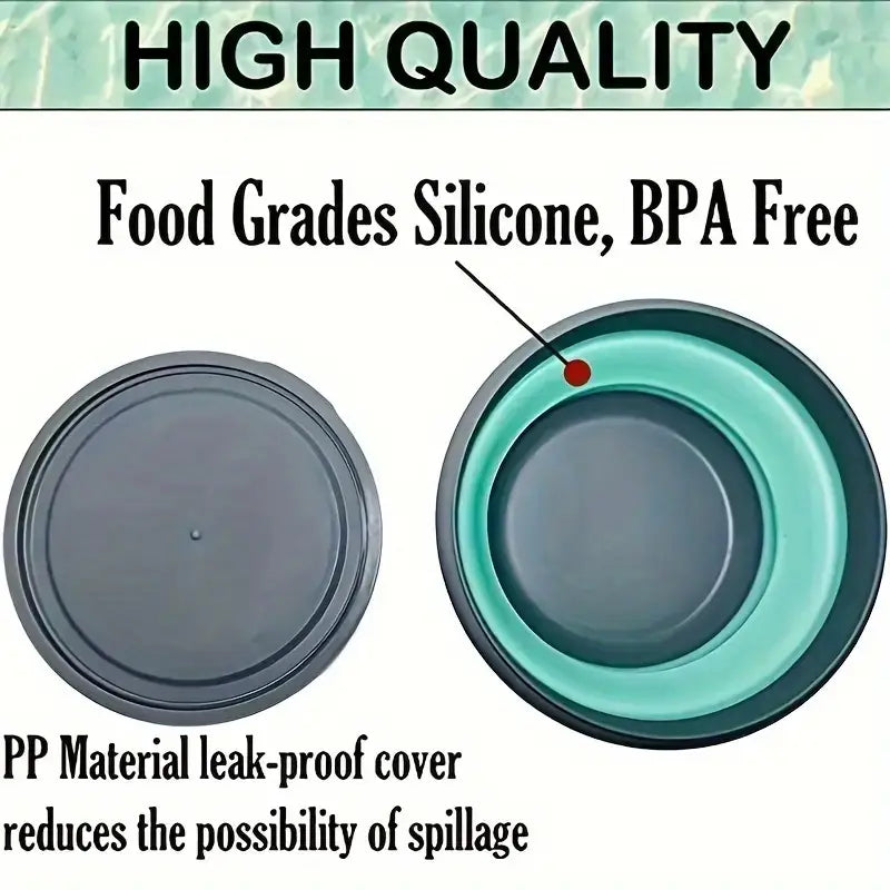 Juego de 3 tazones de camping con tapas, tazón plegable de silicona, recipiente para comida, ensaladera, contenedor de almacenamiento de alimentos expandible, caja bento, recipiente de alta calidad para viajes   detalles 2