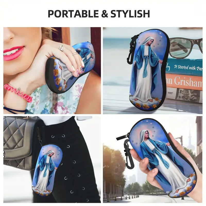     Мэри принт чехол для очков с брелоком, водонепроницаемый, портативный чехол для солнцезащитных очков, ультралегкий неопрено, мягкий аксессуар, унисекс, упаковка 1, детали 20