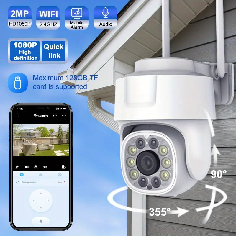 1pc TERUHAL 1080P HD WiFi Security Camera, Outdoor IP66 Waterproof, Night Vision, Smartphone Compatible, Two-Way Audio, 360° Panoramic PTZ Rotation, Humanoid Motion Detection, USB Powered, No Battery, for Smart Home Monitoring details 6