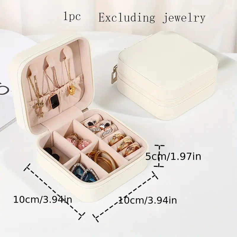 classic velvet single layer jewelry organizer compact storage box for necklaces rings earrings accessories with secure clasp closure details 4