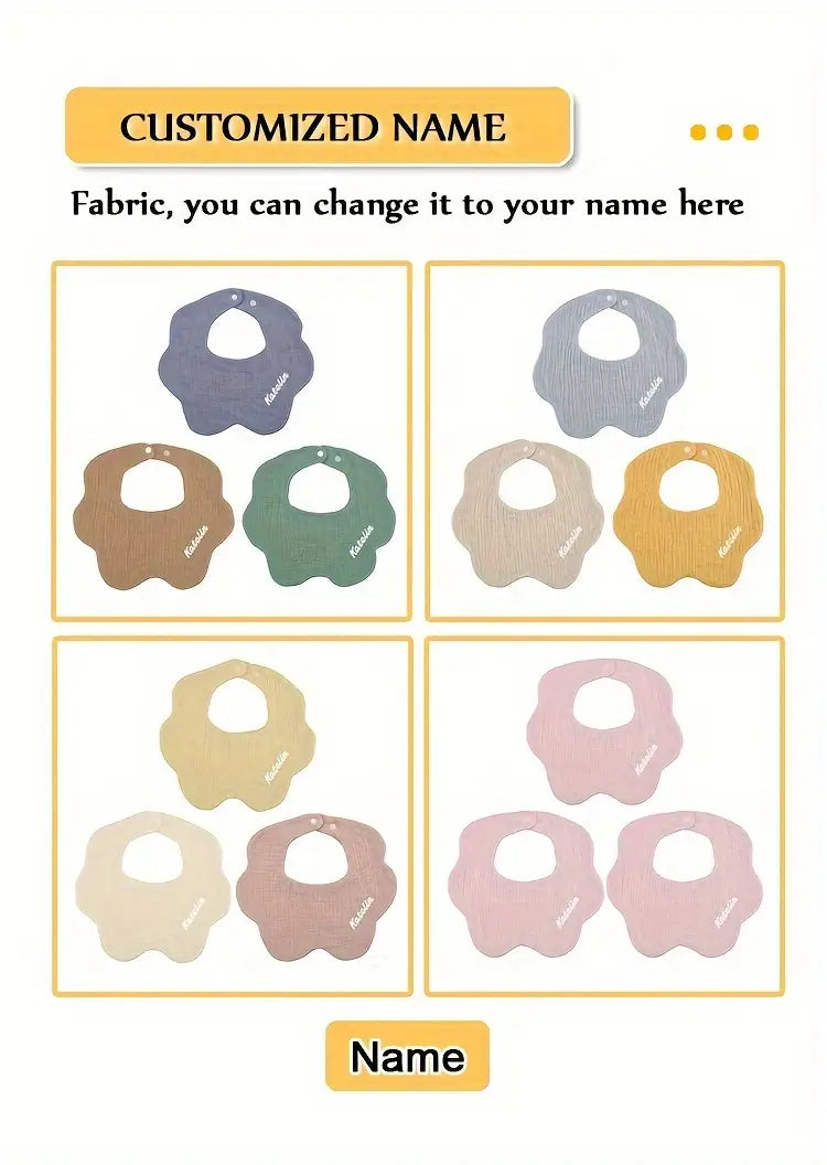 customized name infant bibs 3 pack soft cotton breathable absorbent adjustable snap buttons personalized engraving newborns and toddlers details 1