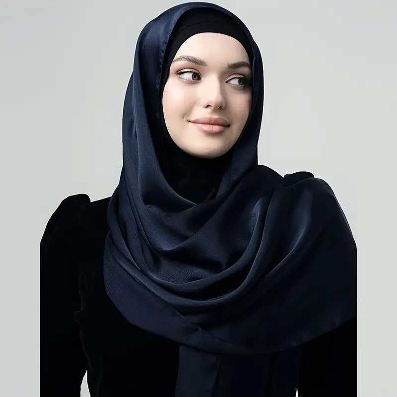 una bufanda de cabeza clásica, elegante y de color sólido, plisada, suave y de alta calidad, versátil para ocasiones casuales, viajes, vacaciones y al aire libre, detalles 11