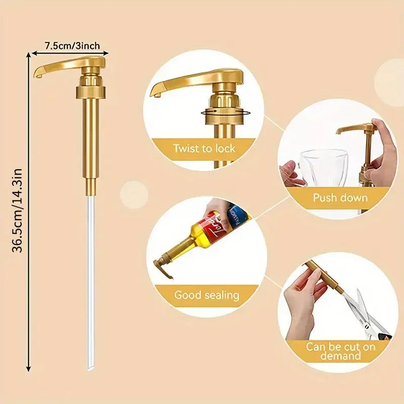 2pcs stainless steel coffee syrup pumps compatible with   bottles   cold hot drinks   dining accessory cream pump details 1