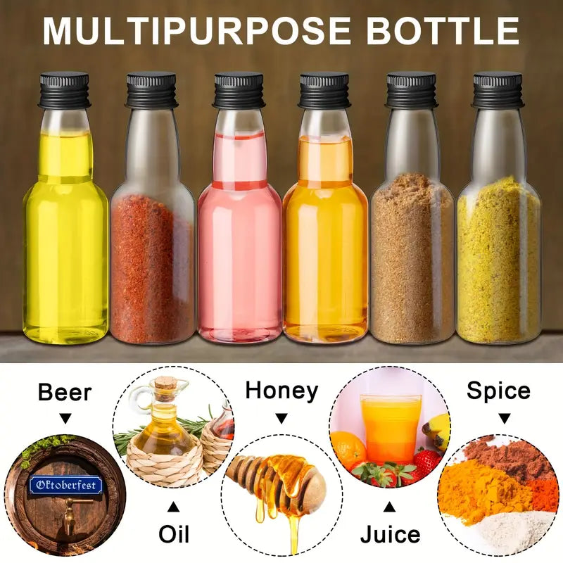 24pcs 5oz mini clear plastic bottles with leak proof black screw caps ideal for condiments liquor reusable pet plastic kitchen parties picnics details 4