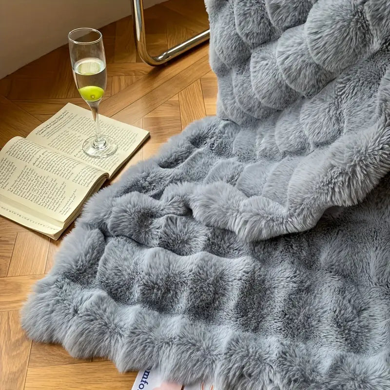 1 шт высококачественное одеяло из кроличьего меха однотонное одеяло сверхмягкое комфортное теплое одеяло подходит для спальни, офиса, кемпинга, детали декорации 9