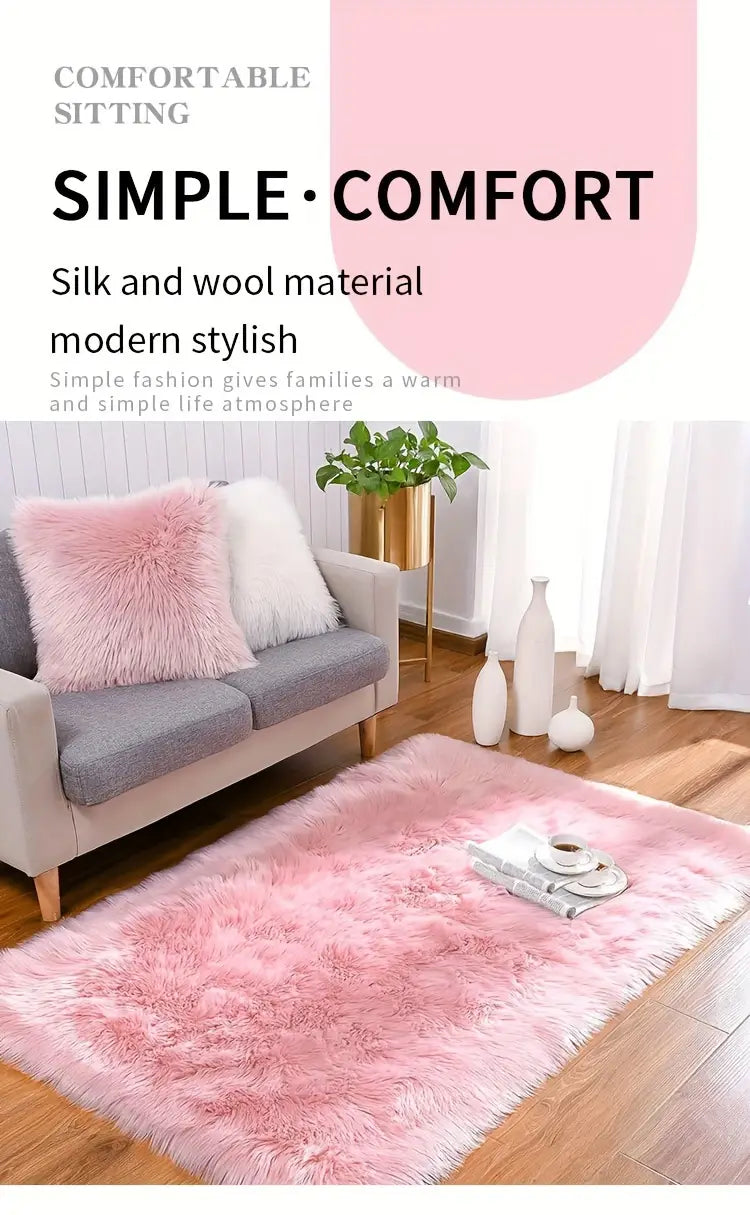 1  carpet dirt resistant long plush fabric ultra soft artificial fur carpet thickened non slip sturdy and     a warm   and intimate   decor room decor details 0