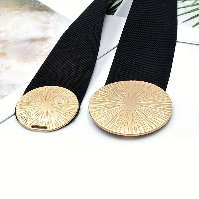 ayollar uchun keng elastik kamar, oltin bilan, kiyingan uchun mos, elastik vintage bel soati tafsilotlari 4