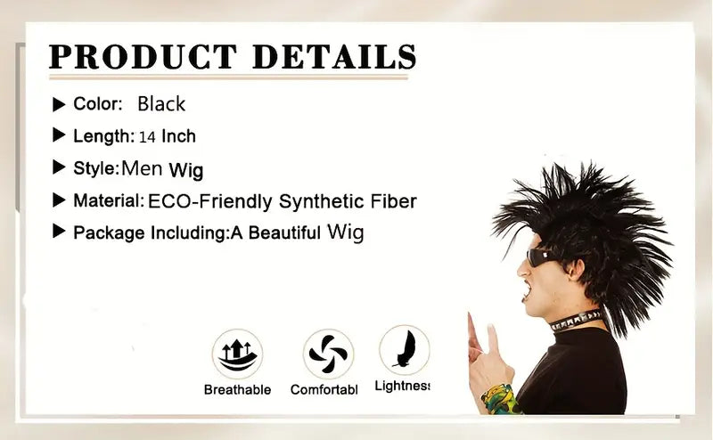 Искусственный парик Chicken Head Chemical Fiber, праздничный парик для мальчиков, матовый парик для мужчин для костюма, парик для вечеринки детали 2