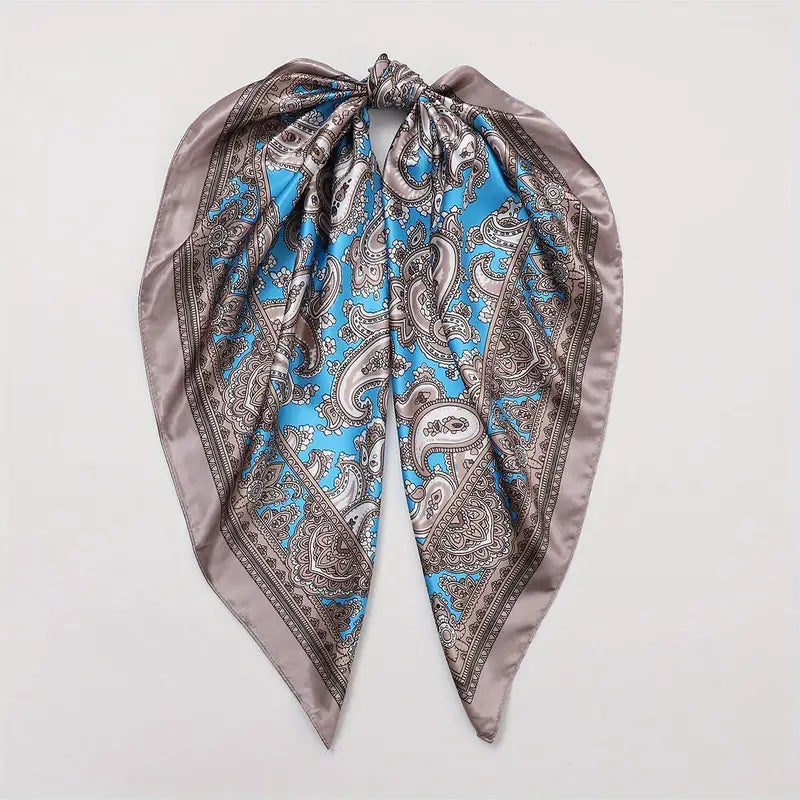 35 4 классический пейсли шарф элегантная сатиновая бандана винтаж ветронепроницаемый головной убор повседневный шарф шелковое путешествие пляжное полотенце детали 10