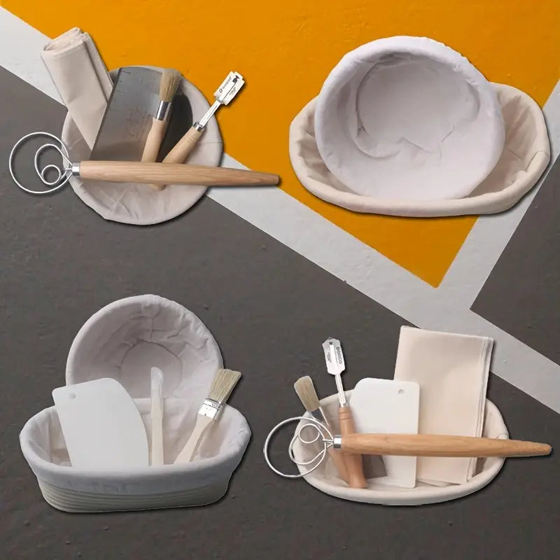 modern rattan bread proofing basket set for professional and home bakers   dough fermentation tools tools set sourdough details 0