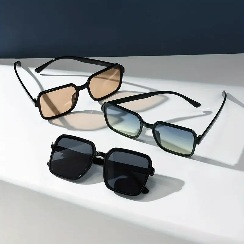 3 pares de gafas cuadradas para mujer estilo Y2K, opciones multicolor, ideales para eventos al aire libre, festivales de música y la vida diaria, detalles 0