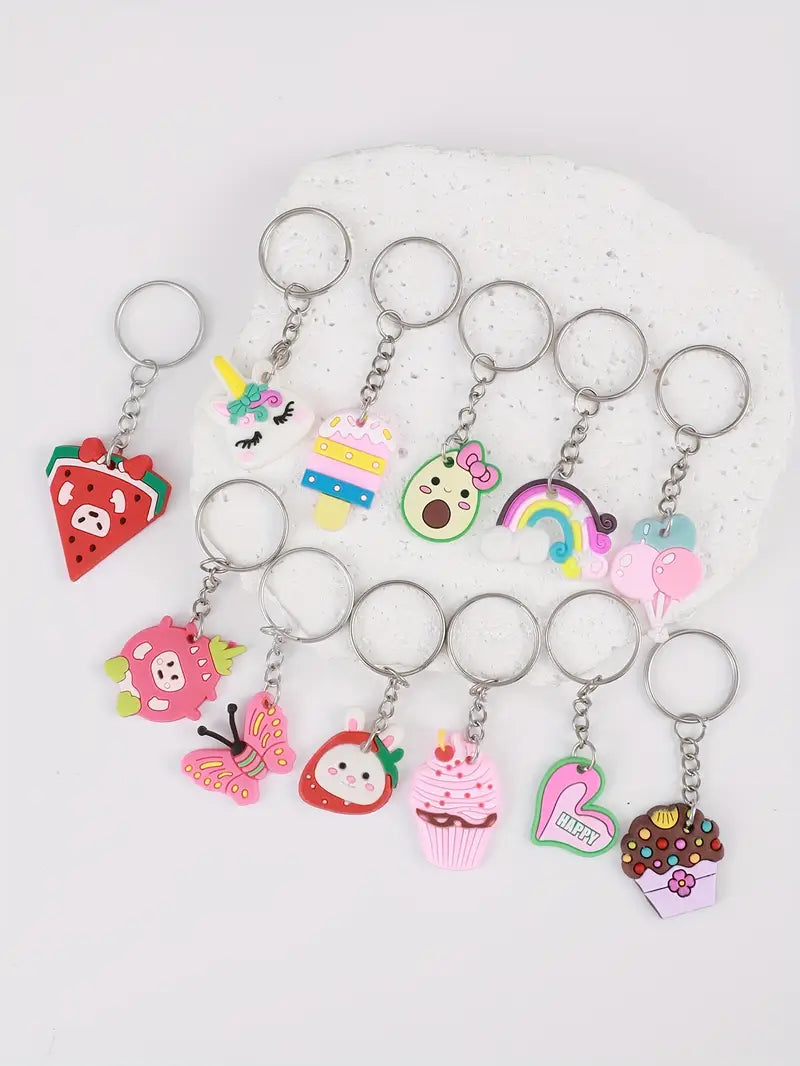 30 dona to'plam multfilm hayvonlari muzqaymoq kalit chok, yoqimli yumshoq kalit halqa, sumka, ryuk, ryuk charm, tug'ilgan kun bayrami bezaklari, ayollar kundalik foydalanishi uchun sovg'a, tafsilotlar 1