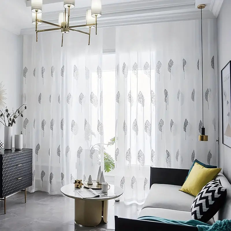 1 dona uslubda barg tikuvchilik shaffof pardalar oddiy shaffof tül rod pocket parda tikuvchilik ingichka parda yashash xonasi, yotoqxona, uy bezaklari uchun mos tafsilotlar 6