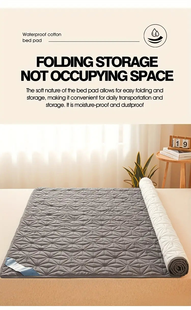 1pc waterproof quilted mattress protector without pillowcase breathable mattress pad with elastic straps for bed cover non slip mattress topper for eid al details 4