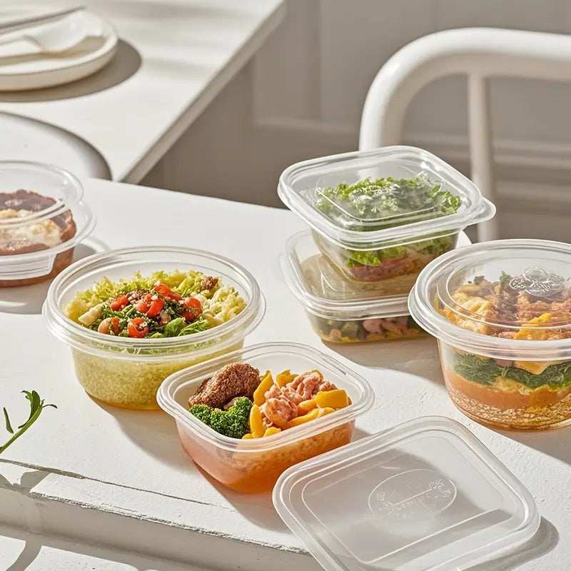 5 12шт многоразовых пластиковых контейнеров для хранения продуктов с крышками, безопасных для BPA, для мяса, фруктов, овощей, подходящих для посудомоечной машины и микроволновки, с деталями 3