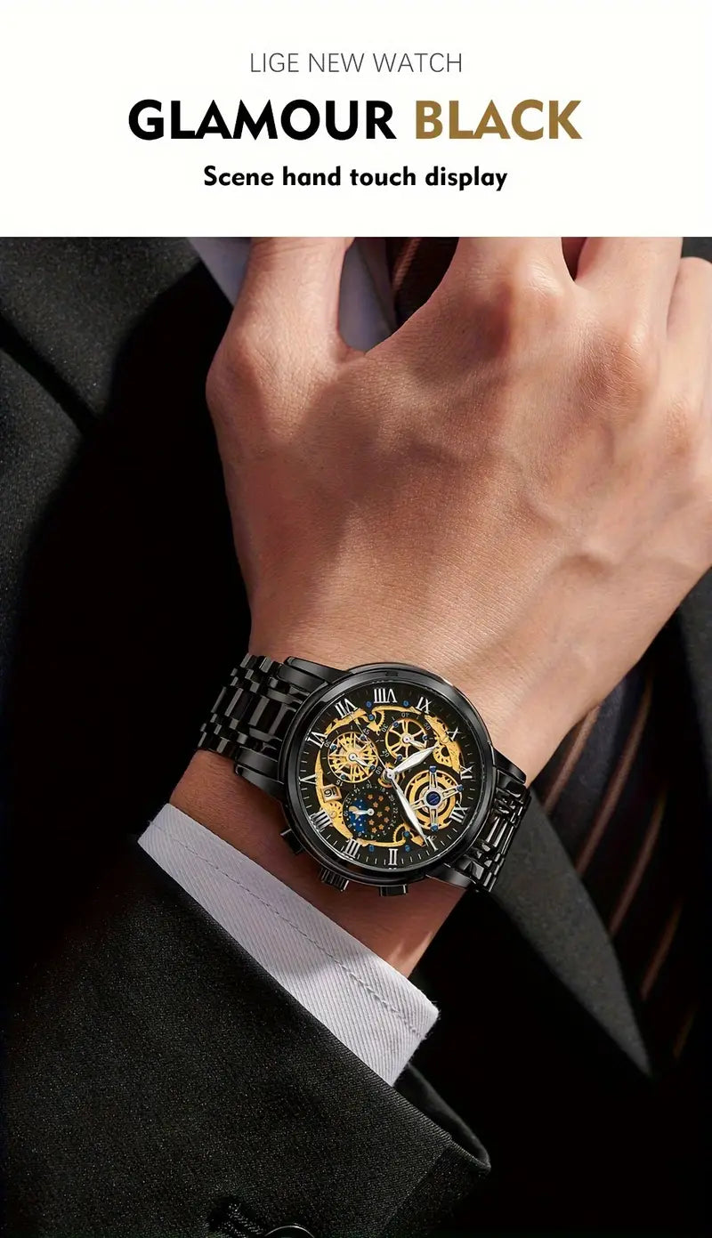 reloj de negocios de cuarzo para hombres, cronógrafo, reloj de pulsera de lujo, reloj de hombre, detalles del reloj 7