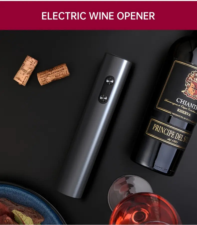   5 in 1 electric wine opener set automatic bottle opener foil cutter freshness preserver pourer storage base perfect gift for wine lovers grape wine accessories dry battery wine accessories set details 2