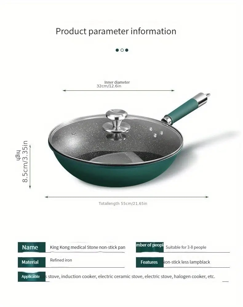 1pc woks pans non stick cast pan for gas stove top and induction cooker kitchen utensils kitchen gadgets kitchen accessories home kitchen items details 7