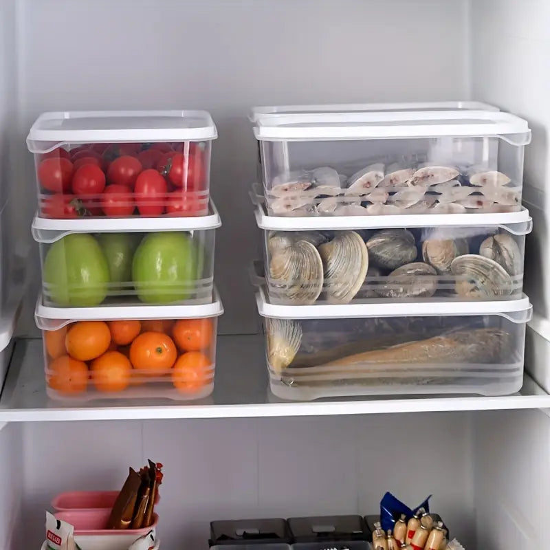 Juego de 4 recipientes apilables de 42oz para almacenamiento en refrigerador con tapas, libres de BPA, de polipropileno   carne, frutas, verduras, apto para congelador, microondas, lavavajillas, organizador de cocina, detalles 4