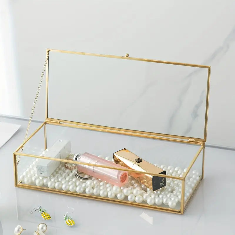 1шт. стеклянная ювелирная шкатулка прямоугольная для хранения браслета, ожерелья, помады, ручки, детали 2