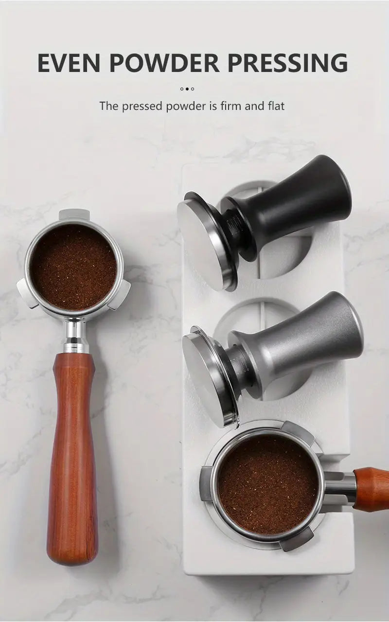 Tamper de espresso calibrado de 51, 53, 58 mm con resorte, tamper con base plana de acero inoxidable, detalles 2