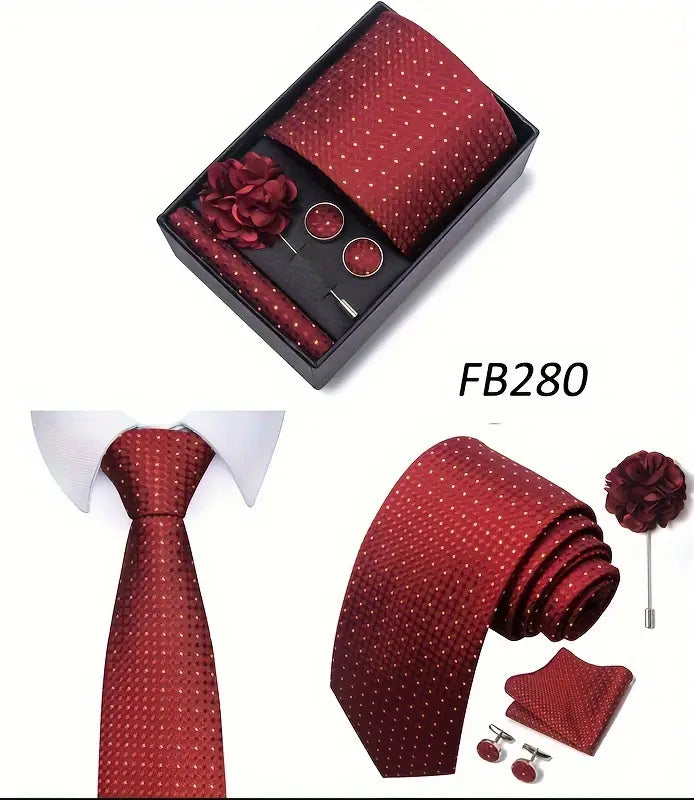 mens fashion tie set 4pcs with striped paisley neckties pocket square cufflinks lapel pin in gift box business weddings details 10