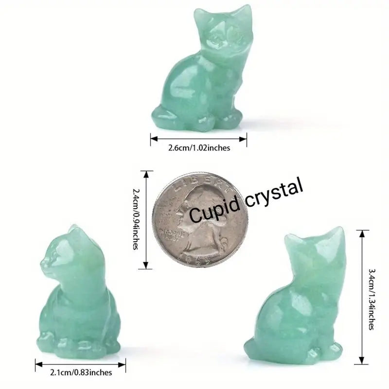 1pc tallado en cristal gato en bolsillo regalo estatua de cristal detalles de piedra 1