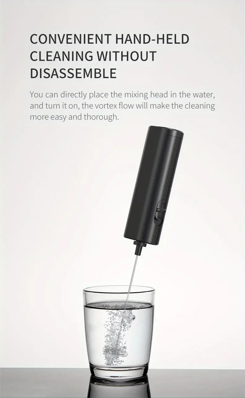 1pc electric milk frother sleek black handheld cream whisk battery operated aa batteries not included ideal for art 1 37 x0 88 x7 8 details 8