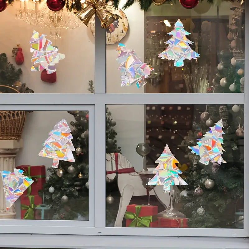 1 set rainbow prism suncatcher window clings reusable static pvc glass stickers 5mil thick glossy finish christmas festive bird snowflake decals for holiday decor details 29