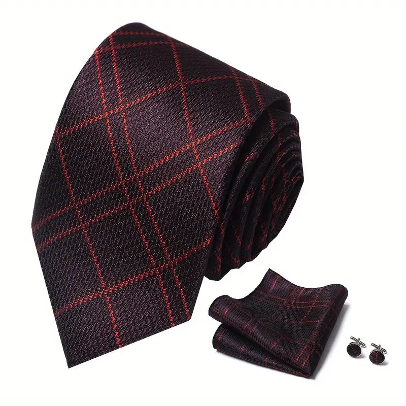 1 set of mens tie handkerchief and cufflinks mens fashion tie pocket square handkerchief and exquisite cufflinks set for wedding party business details 5