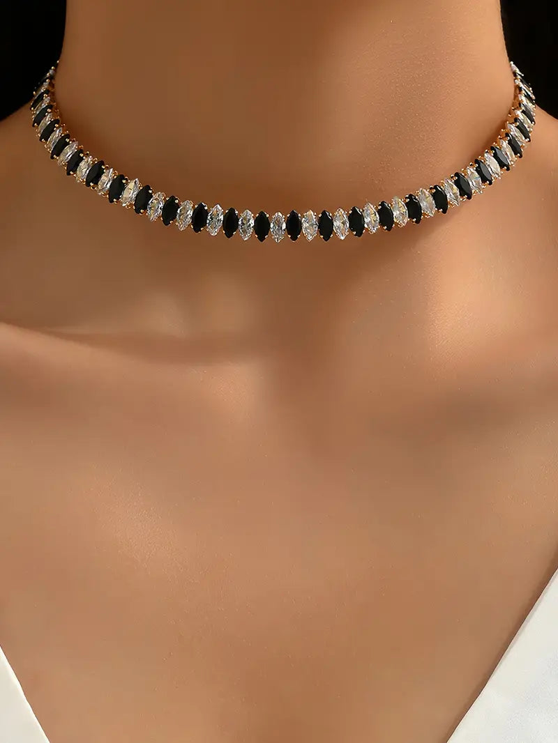 collar de cobre con zirconia de lujo, chapado en oro de 18k, decoración para banquetes, joyería fina para mujeres, detalles 18