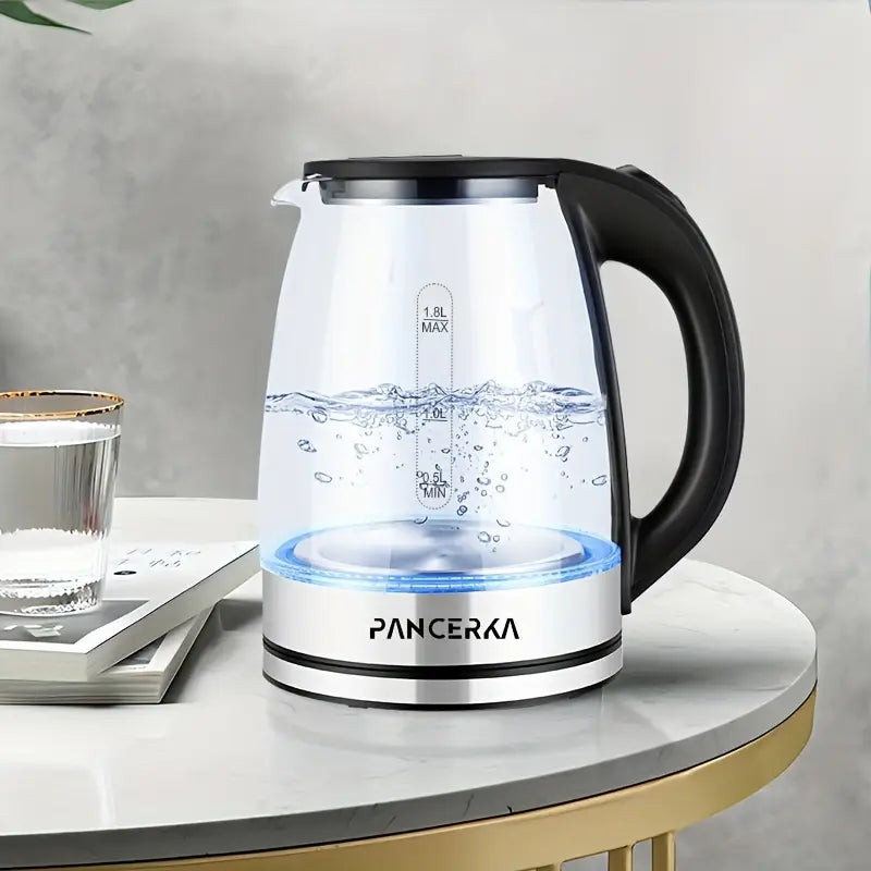   1 8l electric kettle for coffee tea 1500w borosilicate glass easy clean wide opening auto shut off   handle led   rotation boil   eu plug portable kettle details 9