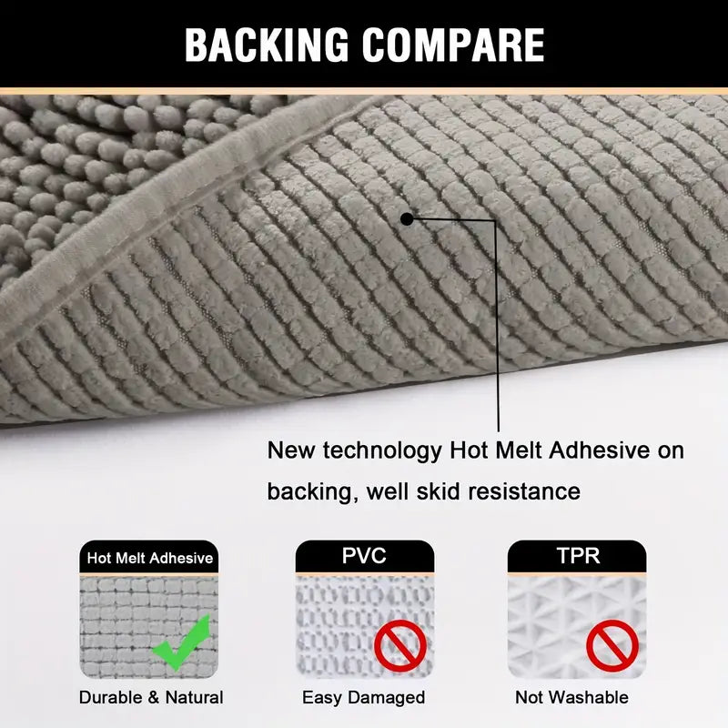 1pc chenille bath mat 2cm thick non slip super absorbent quick dry machine washable woven polyester rubber backing 1450gsm ideal for bathroom kitchen bedroom entryway christmas holiday gift details 8