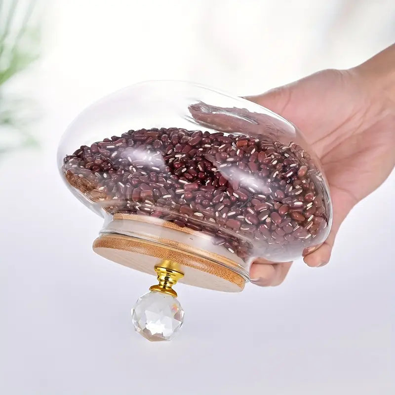 1 pieza de frasco de vidrio con tapa redonda, recipiente de almacenamiento de cocina multifuncional, reutilizable, conservador de alimentos para caramelos, snacks, encurtidos, lavado a mano, sin necesidad de electricidad, detalles 4