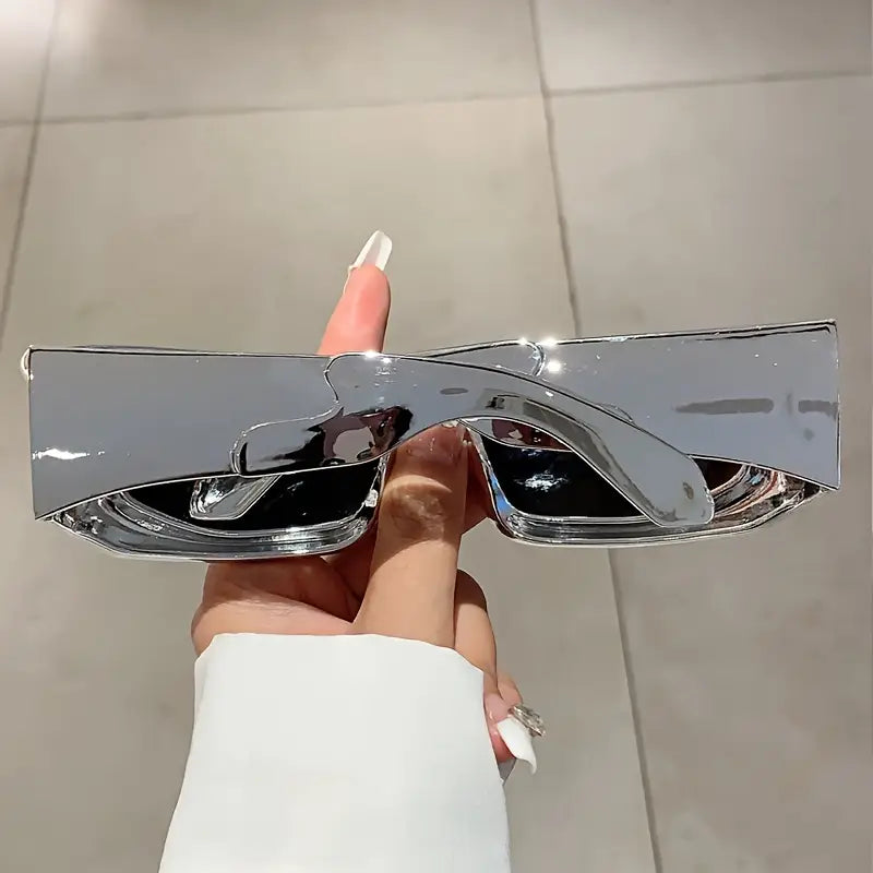 futuristic wrap around for women men cyberpunk mirrored decorative shades props for rave party beach   glasses details 19