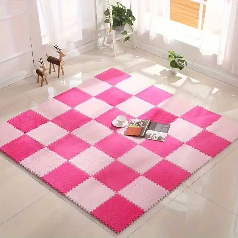 24 piezas de alfombra de piso de espiga, alfombra de felpa, alfombra de dormitorio, alfombra de espuma, alfombra de sala de estar, alfombra de balcón, alfombra de colores mezclados, alfombra de gran superficie, alfombra de piso completo, alfombra de área pequeña, alfombra de dormitorio seleccionada 11 8 x 11 8 pulgadas en detalles 3