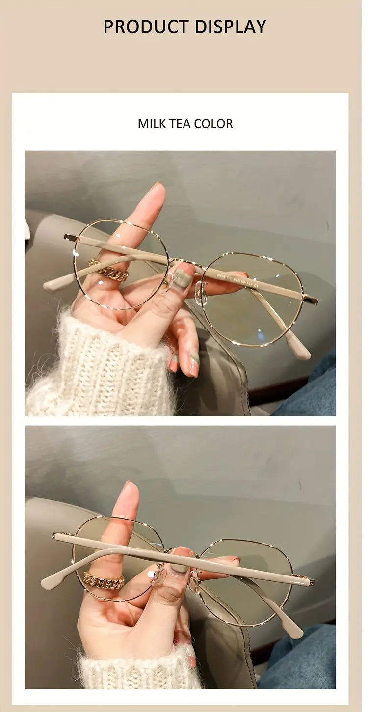 fotocromático para mujer gafas de montura ovalada de metal lentes transparentes moda protección solar al aire libre detalles de gafas 1