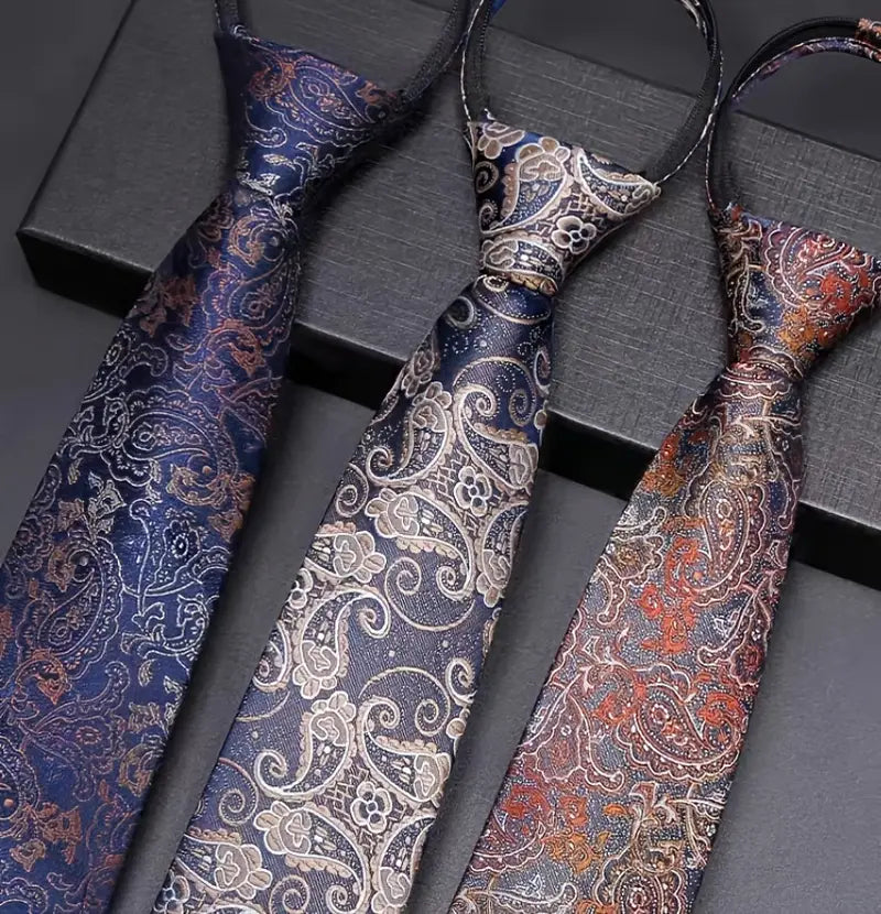 1pc 1200 igna rangli naqshli zip-uzukli bog'lam, tugmasiz, vintage erkaklar uchun rasmiy ish va to'y detallari uchun