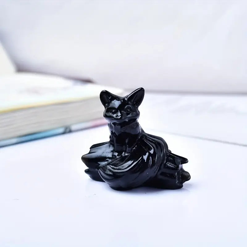 1ta tabiiy tosh to'qqiz ta shoxli fox oymasi uy bezaklari partiyalari bezaklari ish stolini bezash uchun kristal sovg'alar tafsilotlari 11