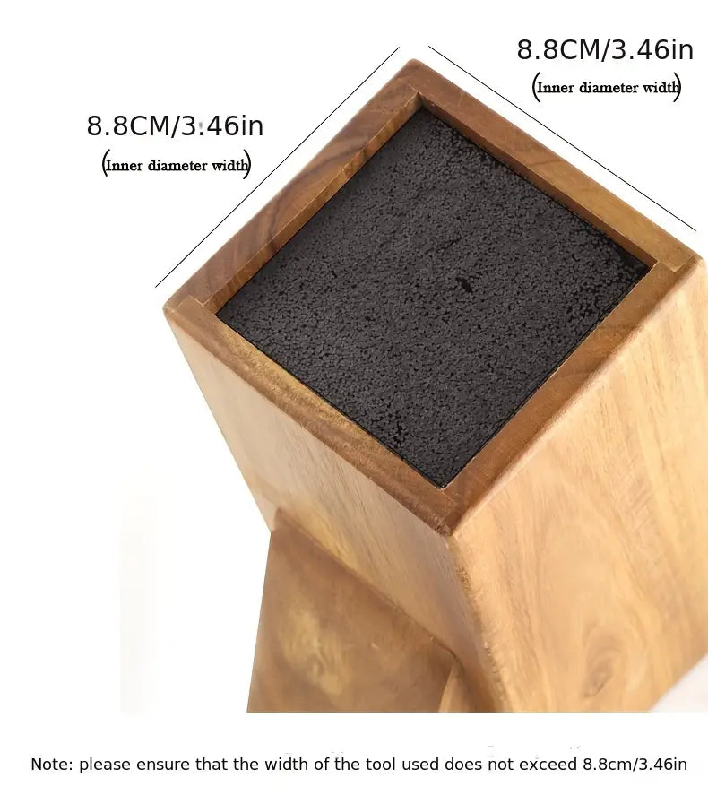 soporte universal para cuchillos sin cuchillos, soporte para cuchillos de madera de acacia, organizador de cuchillos con cerdas de plástico removibles, detalles 4