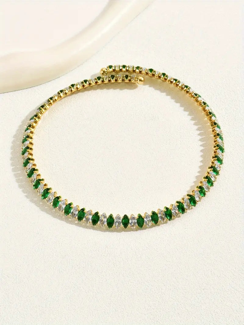 collar de cobre con zirconia de lujo, chapado en oro de 18k, decoración para banquetes, joyería fina para mujeres, detalles 5