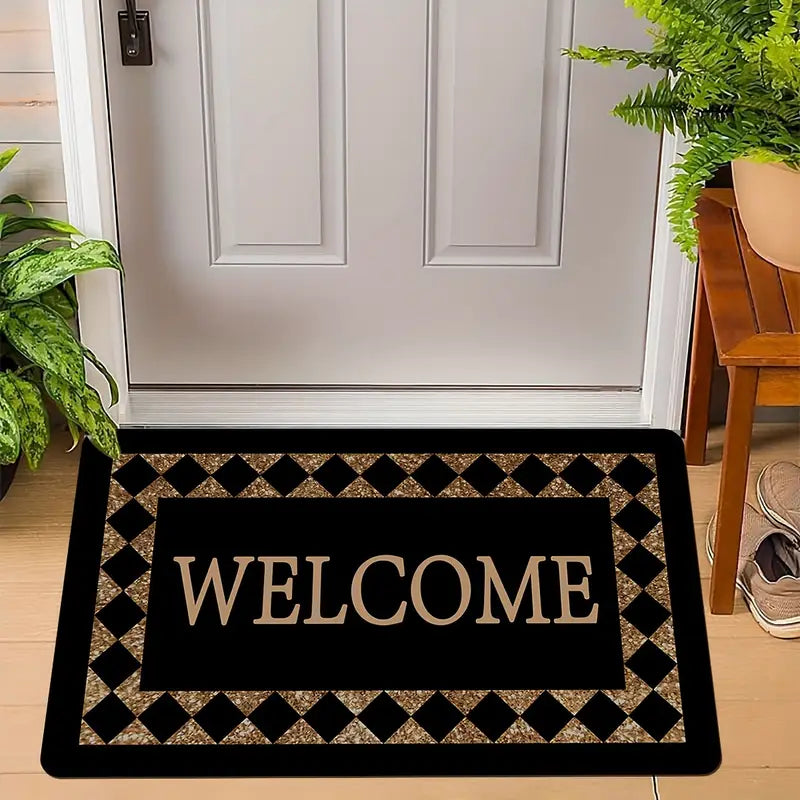 1pc creative   print doormat chic monogram pattern throw carpet non slip stain resistant foyer pad rug for laundry room bathroom entryway homecoming gift   supplies spring decor   area details 2