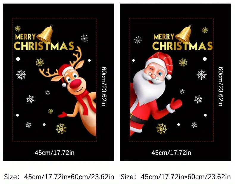 1pc christmas window cling festive holiday decoration static window film contemporary style no power needed for home kitchen 3d santa reindeer design 11 8x15 7 inches details 2