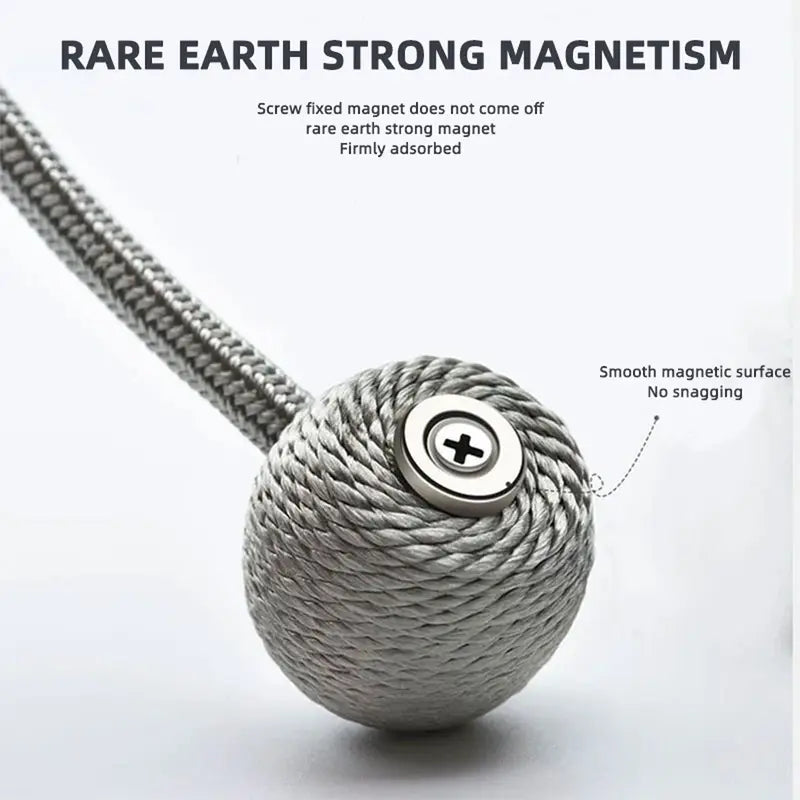   magnetic curtain tiebacks 2 pack     no drilling required polyester twisted rope tiebacks with strong magnetic hold for bedroom and living room decor details 11