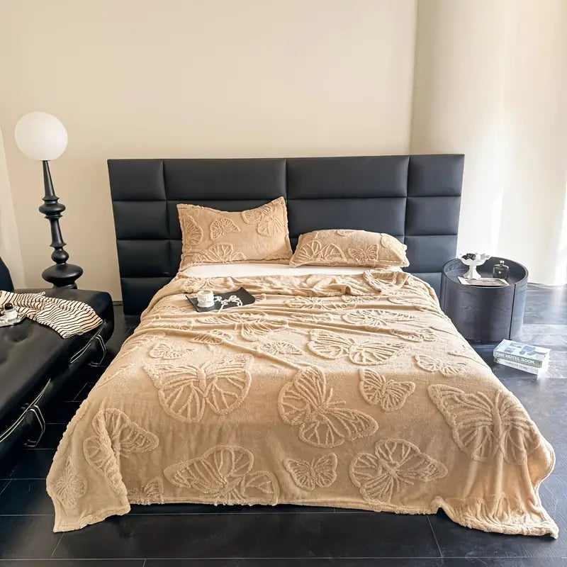 manta de franela jacquard de un solo color, doble cara, con forro de felpa, para oficina, manta de descanso, detalles 13