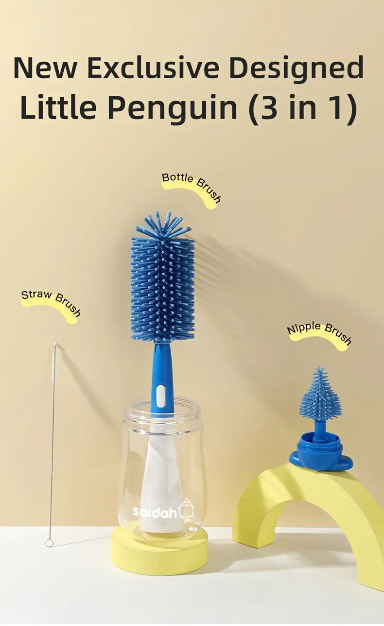 набор силиконовых щеток для бутылочек penguin, щетка для соски, трубочка, щетка для бутылок, очиститель для чашек, набор щеток для чистки бутылок, детали 1