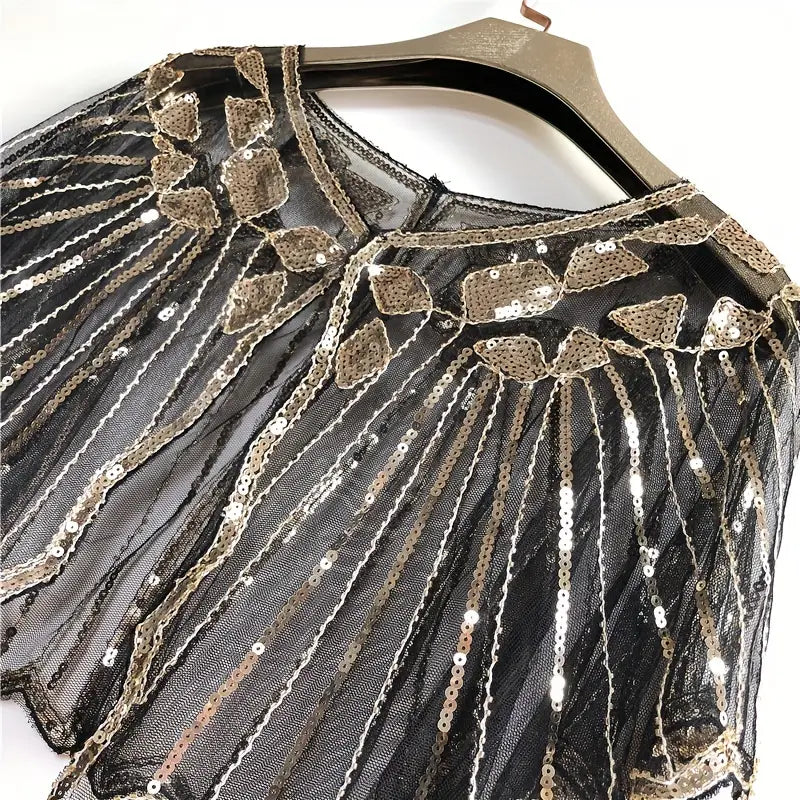 1920s shawl beaded sequin embellished evening cape bridal shawl wave blouse details 18