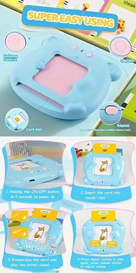 224 510 words talking flash card reader 112 225 double sided cards rechargeable educational interactive toy learning flash card machine gift for birthday autumn festival 3 details 1