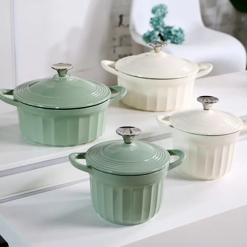 1pc enamel rice pot stew pot enameled cast iron oven pot with lid enamel stew pot enamel pot 61oz 98oz 105oz kitchenware cookware details 4